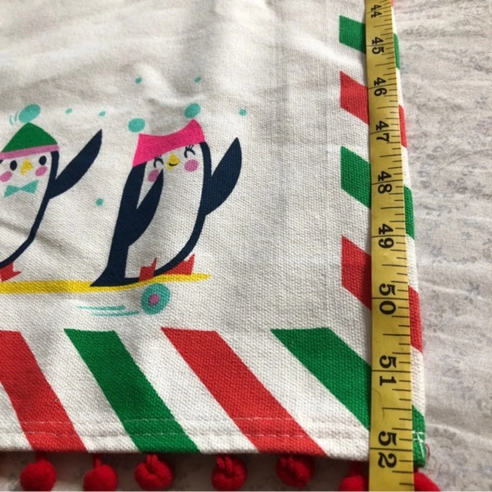 Christmas Holiday Penguins Snowflakes Canvas table‎ runners set of 2